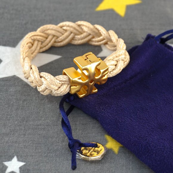 Tory Burch Fisherman Bracelet in Rolled Gold / Ivory (Brand New with Dust Bag) - Picture 2 of 7